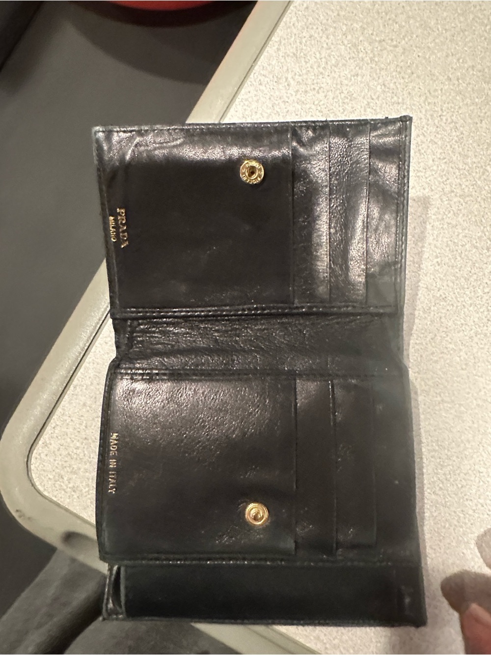Prada Black Quilted Nylon Wallet Card Holder with Gold Triangle Logo - Picture 5 of 6